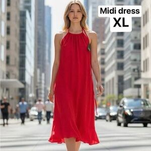 Vibrant Red Midi Dress Wild Fable XL